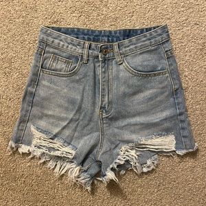 Shein High Rise Ripped Denim Shorts